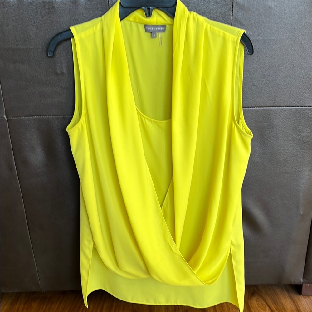 Vince Camuto Yellow Draped Sleeveless Top